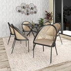 Urbane Modern Stylish Dining Chair with Leather Seat and Wicker Back for Dining Room & Kitchen