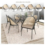 Urbane Modern Stylish Dining Chair with Leather Seat and Wicker Back for Dining Room & Kitchen