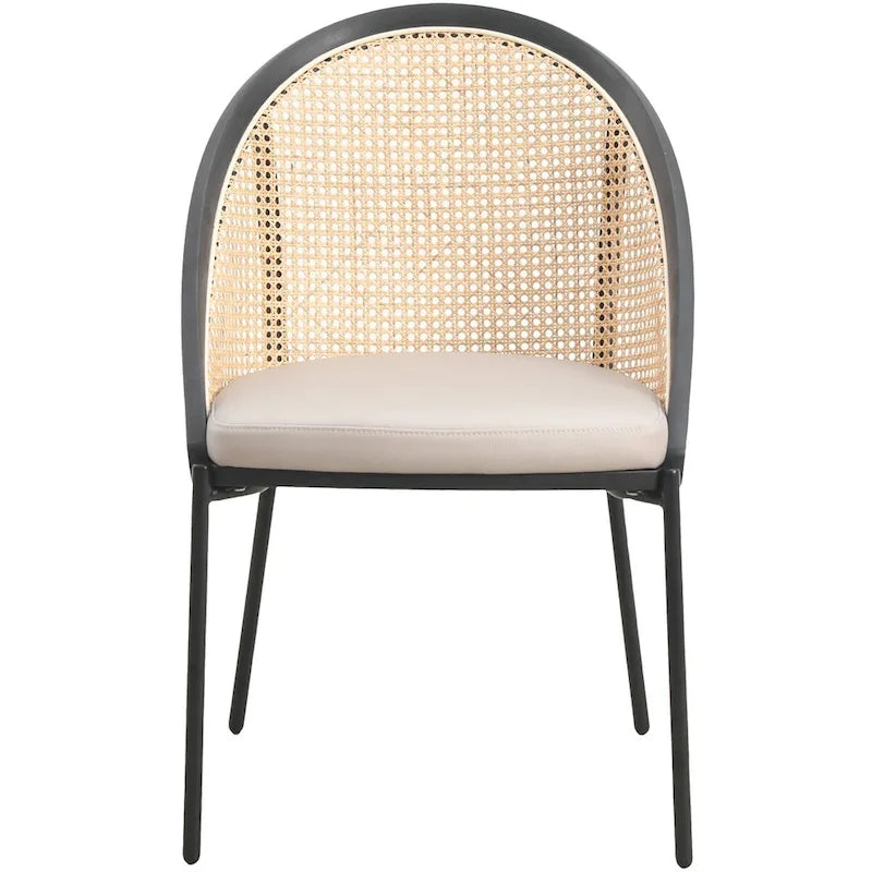 Urbane Modern Stylish Dining Chair with Leather Seat and Wicker Back for Dining Room & Kitchen