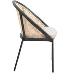 Urbane Modern Stylish Dining Chair with Leather Seat and Wicker Back for Dining Room & Kitchen