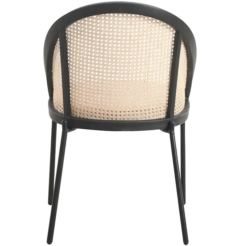 Urbane Modern Stylish Dining Chair with Leather Seat and Wicker Back for Dining Room & Kitchen