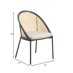 Urbane Modern Stylish Dining Chair with Leather Seat and Wicker Back for Dining Room & Kitchen