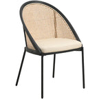 Urbane Modern Stylish Dining Chair with Leather Seat and Wicker Back for Dining Room & Kitchen