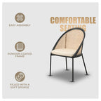 Urbane Modern Stylish Dining Chair with Leather Seat and Wicker Back for Dining Room & Kitchen