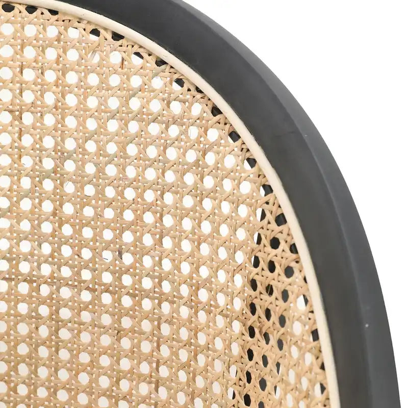 Urbane Modern Stylish Dining Chair with Leather Seat and Wicker Back for Dining Room & Kitchen