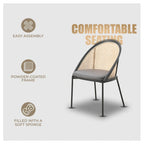 Urbane Modern Stylish Dining Chair with Leather Seat and Wicker Back for Dining Room & Kitchen