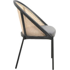 Urbane Modern Stylish Dining Chair with Leather Seat and Wicker Back for Dining Room & Kitchen