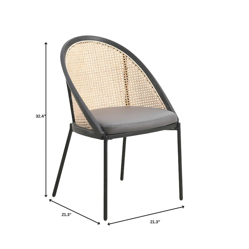 Urbane Modern Stylish Dining Chair with Leather Seat and Wicker Back for Dining Room & Kitchen