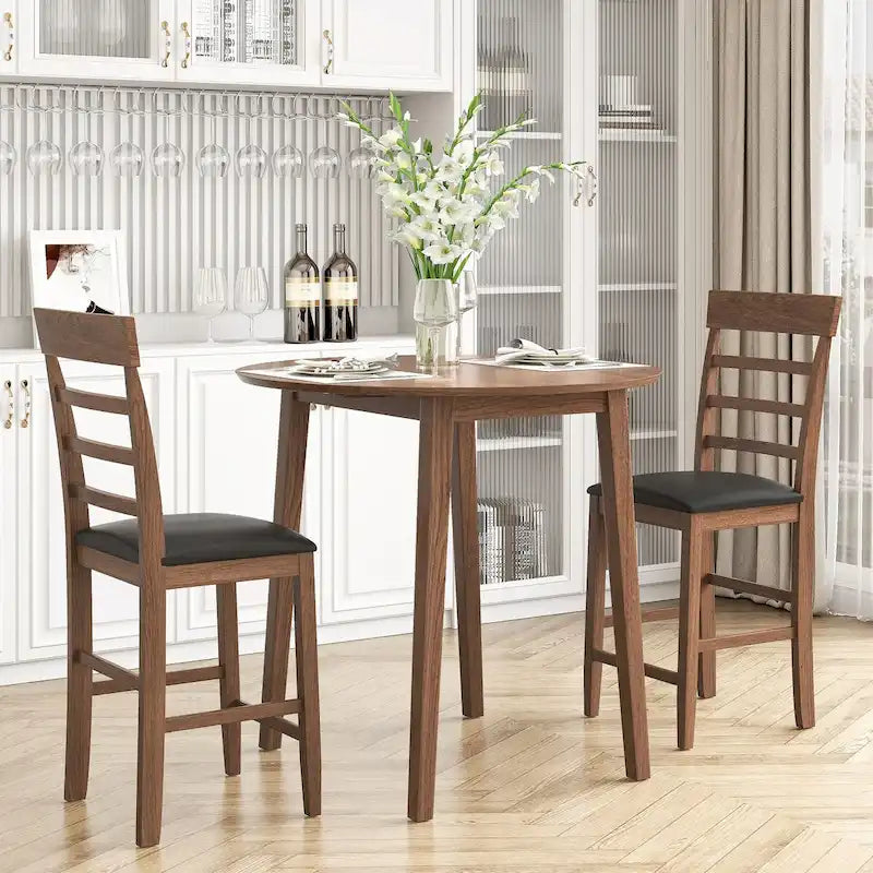 Round Counter Height Drop-Leaf Table
