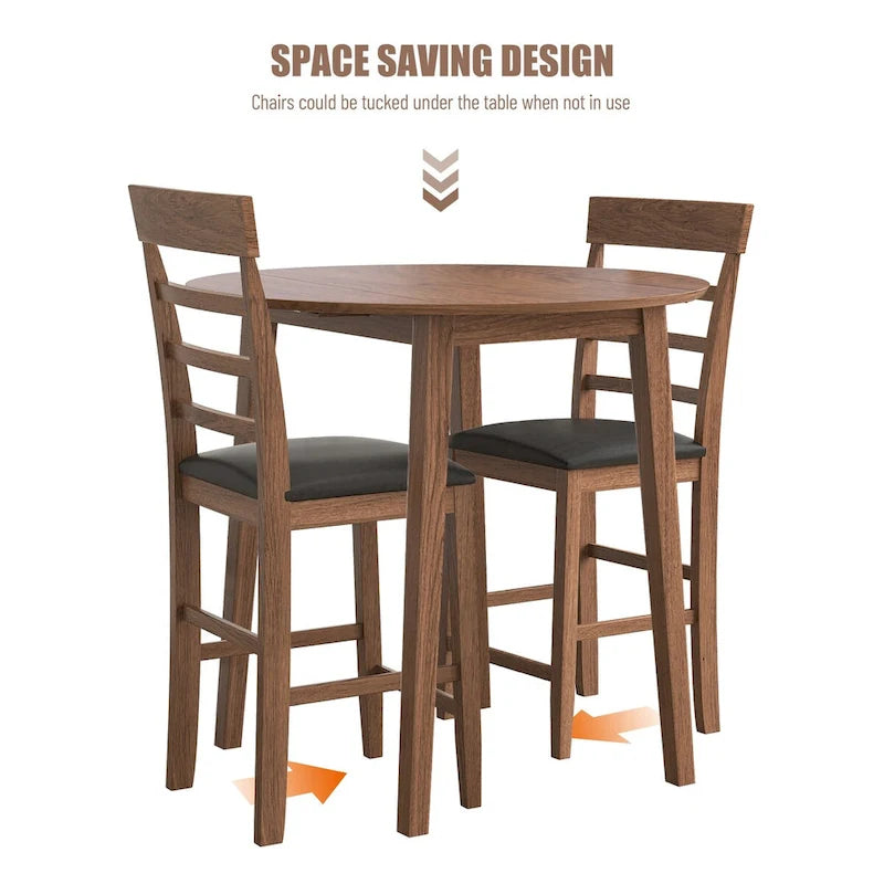 Round Counter Height Drop-Leaf Table