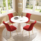 48  Light Luxury White High Gloss Large Countertop Dining Table with Velvet Dining Chair Set