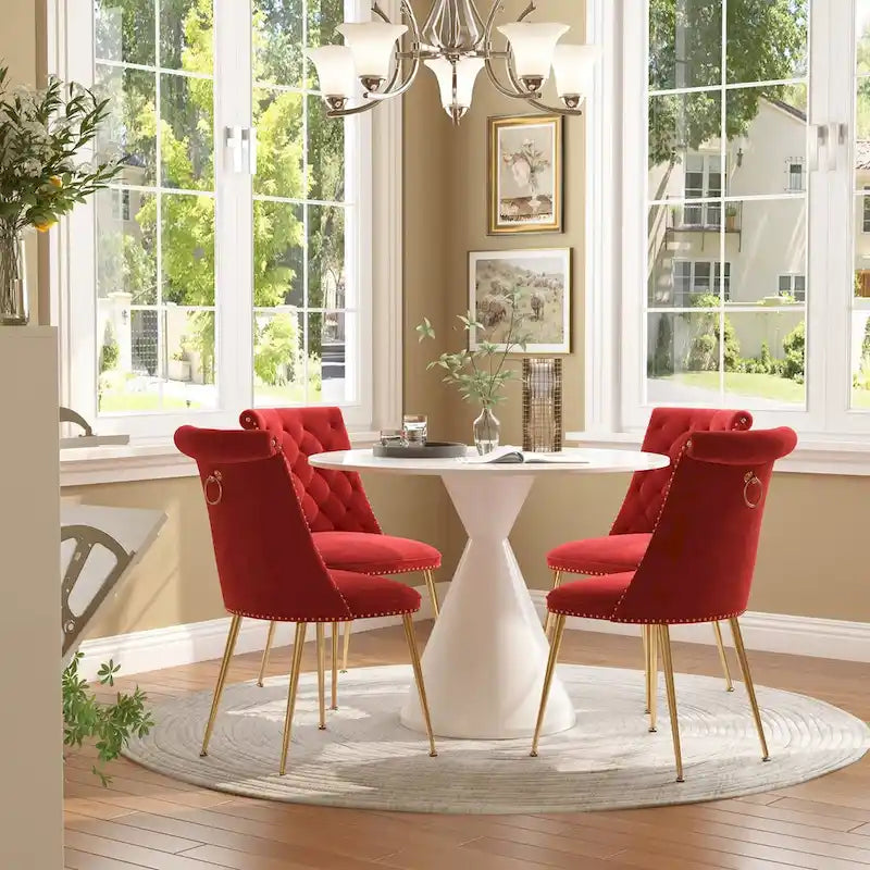 48  Light Luxury White High Gloss Large Countertop Dining Table with Velvet Dining Chair Set