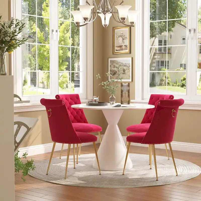 48  Light Luxury White High Gloss Large Countertop Dining Table with Velvet Dining Chair Set