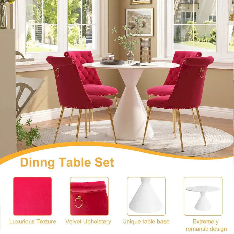 48  Light Luxury White High Gloss Large Countertop Dining Table with Velvet Dining Chair Set