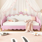 Twin Extending Daybed with LED Lights,Upholstered Princess Daybed