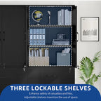 68 H Large Heavy Duty Wood File Cabinets 2-Drawer Storage Cabinet with Lock and Adjustable Shelves