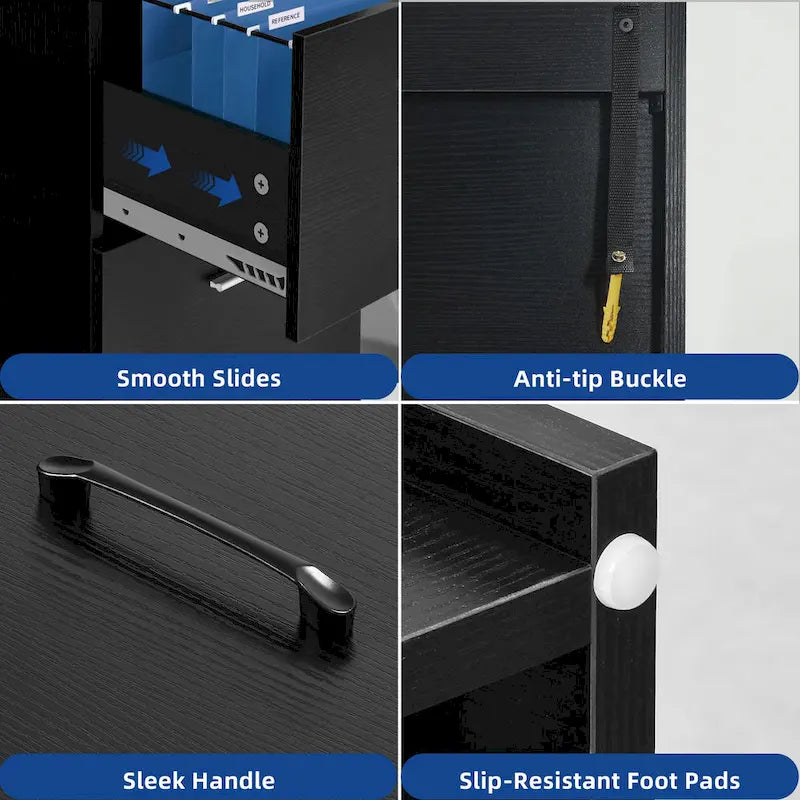 68 H Large Heavy Duty Wood File Cabinets 2-Drawer Storage Cabinet with Lock and Adjustable Shelves