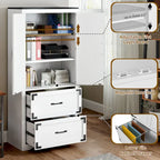 68 H Large Heavy Duty Wood File Cabinets 2-Drawer Storage Cabinet with Lock and Adjustable Shelves