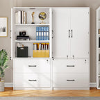 68 H Large Heavy Duty Wood File Cabinets 2-Drawer Storage Cabinet with Lock and Adjustable Shelves