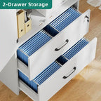 68 H Large Heavy Duty Wood File Cabinets 2-Drawer Storage Cabinet with Lock and Adjustable Shelves