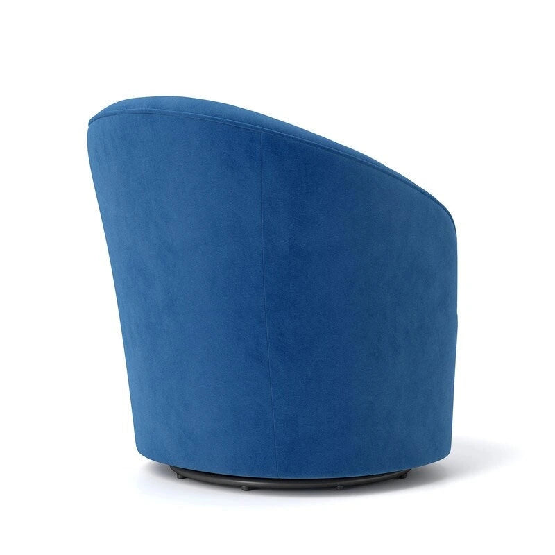 SEYNAR Modern Velvet Upholstered 360 Degree Swivel Barrel Chair with Button Tufted Back