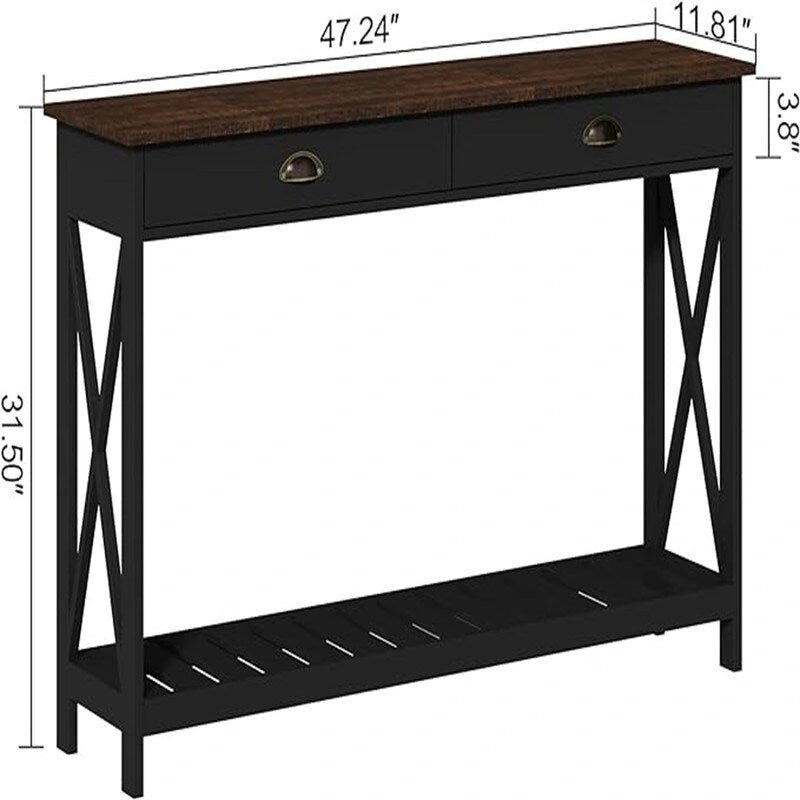 47  Farmhouse Console Table with Drawer for Entryway - 11.8 D x 47.19 W x 31.5 H
