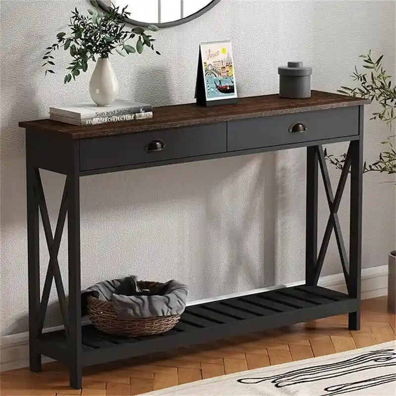 47  Farmhouse Console Table with Drawer for Entryway - 11.8 D x 47.19 W x 31.5 H