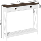 47  Farmhouse Console Table with Drawer for Entryway - 11.8 D x 47.19 W x 31.5 H