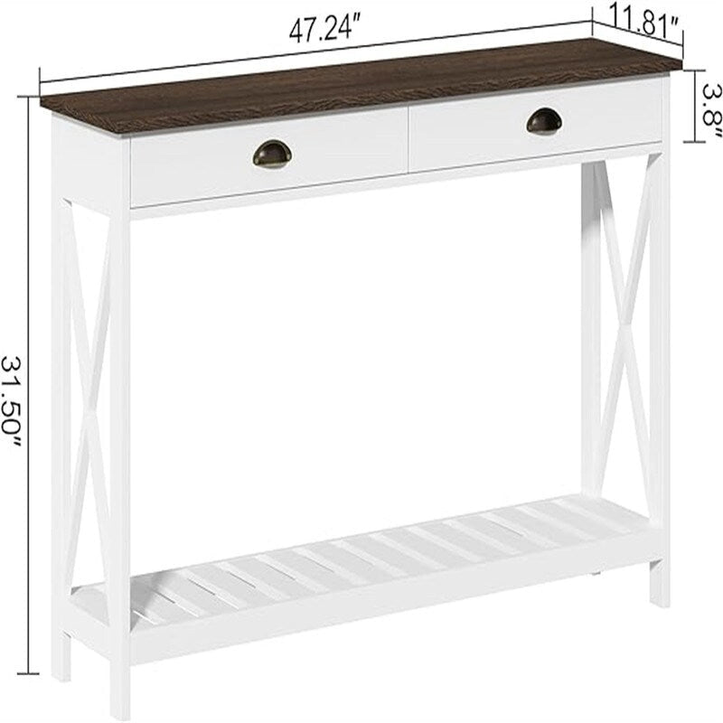47  Farmhouse Console Table with Drawer for Entryway - 11.8 D x 47.19 W x 31.5 H