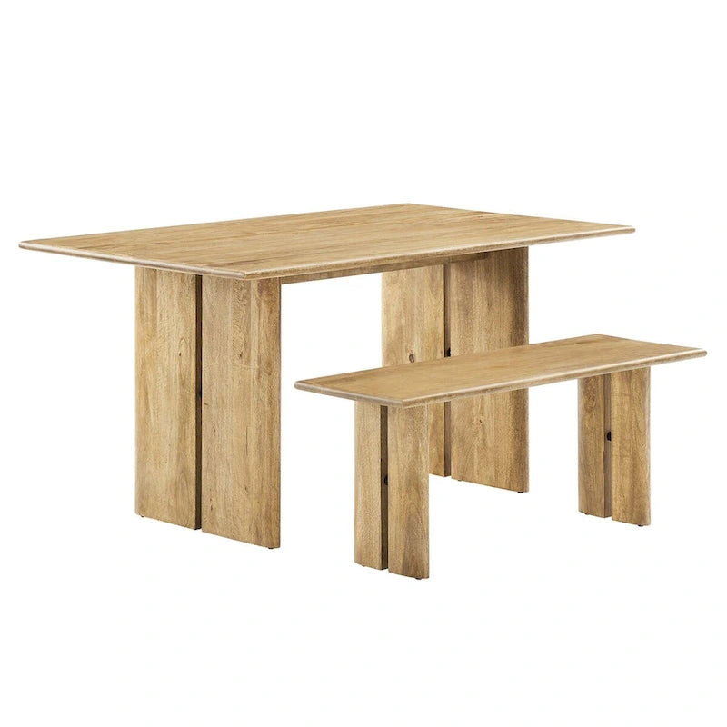 60  Wood Dining Table and Bench Set