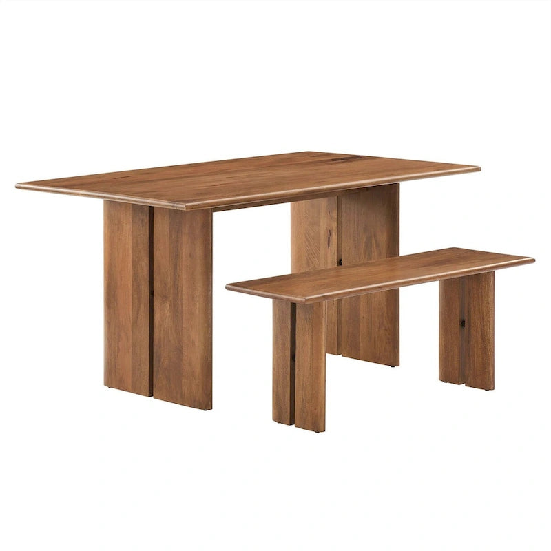 60  Wood Dining Table and Bench Set
