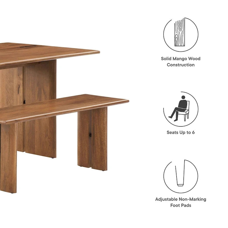 60  Wood Dining Table and Bench Set
