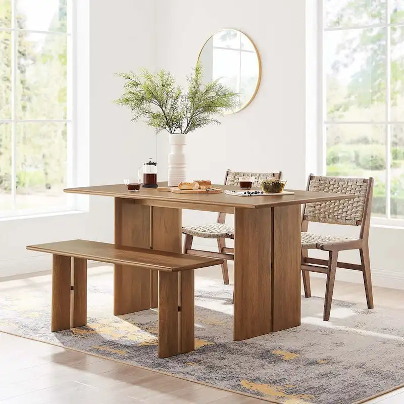 60  Wood Dining Table and Bench Set