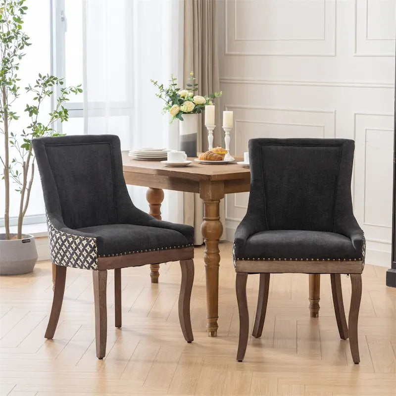 Ultra Side Dining Chair,Thickened Fabric Chairs w/Solid Wood Legs,2PCS