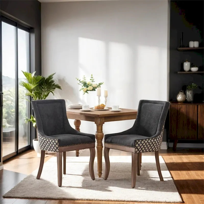 Ultra Side Dining Chair,Thickened Fabric Chairs w/Solid Wood Legs,2PCS