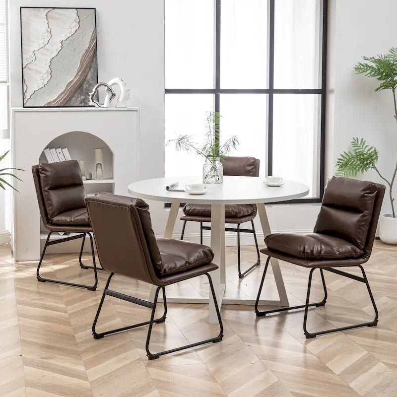 5-Piece Round Dining Set, Trestle Table with 4 Chairs