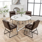 5-Piece Round Dining Set, Trestle Table with 4 Chairs