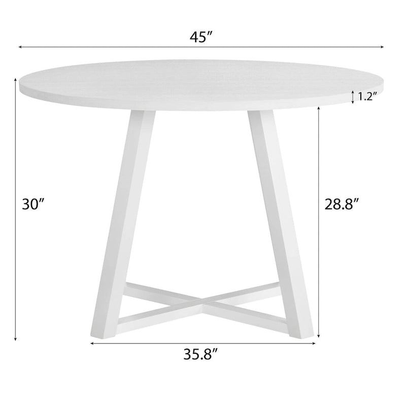 5-Piece Round Dining Set, Trestle Table with 4 Chairs