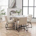 5-Piece Round Dining Set, Trestle Table with 4 Chairs