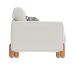Modern Teddy Fabric Upholstered Sofa w/ Wood Legs and 2 Pillows