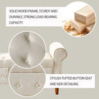62  Bedroom Tufted Button Storage Bench, Modern Fabric Upholstered Ottoman, Window Bench, Rolled Arm Design for Bedroom