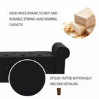 62  Bedroom Tufted Button Storage Bench, Modern Fabric Upholstered Ottoman, Window Bench, Rolled Arm Design for Bedroom