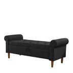 62  Bedroom Tufted Button Storage Bench, Modern Fabric Upholstered Ottoman, Window Bench, Rolled Arm Design for Bedroom