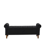 62  Bedroom Tufted Button Storage Bench, Modern Fabric Upholstered Ottoman, Window Bench, Rolled Arm Design for Bedroom