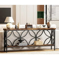 Extra Long Sofa Table with Metal Frame & Rustic Wood Finish - 70.86  L x 11.81  W x 31.88  H