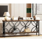Extra Long Sofa Table with Metal Frame & Rustic Wood Finish - 70.86  L x 11.81  W x 31.88  H