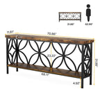 Extra Long Sofa Table with Metal Frame & Rustic Wood Finish - 70.86  L x 11.81  W x 31.88  H