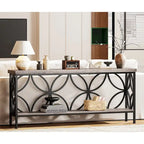 Extra Long Sofa Table with Metal Frame & Rustic Wood Finish - 70.86  L x 11.81  W x 31.88  H