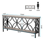 Extra Long Sofa Table with Metal Frame & Rustic Wood Finish - 70.86  L x 11.81  W x 31.88  H