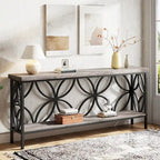 Extra Long Sofa Table with Metal Frame & Rustic Wood Finish - 70.86  L x 11.81  W x 31.88  H